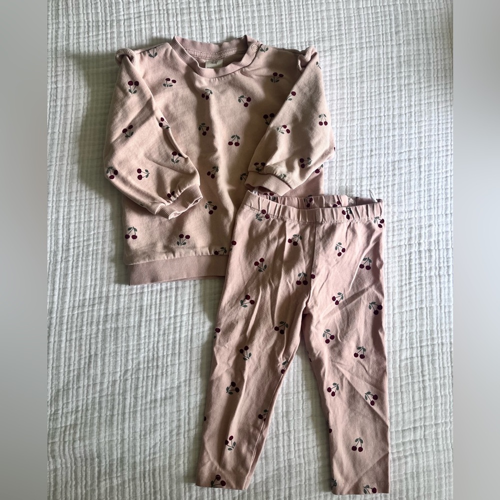 H&M Kids Matching Set with Cherry Design - Light Pink